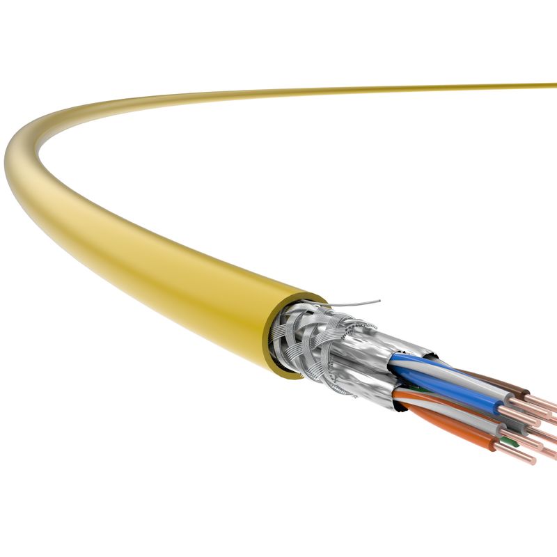 Cat 7A Cable, S/FTP Cat 7A Network Cable 23AWG Bare Copper PVC Sheath